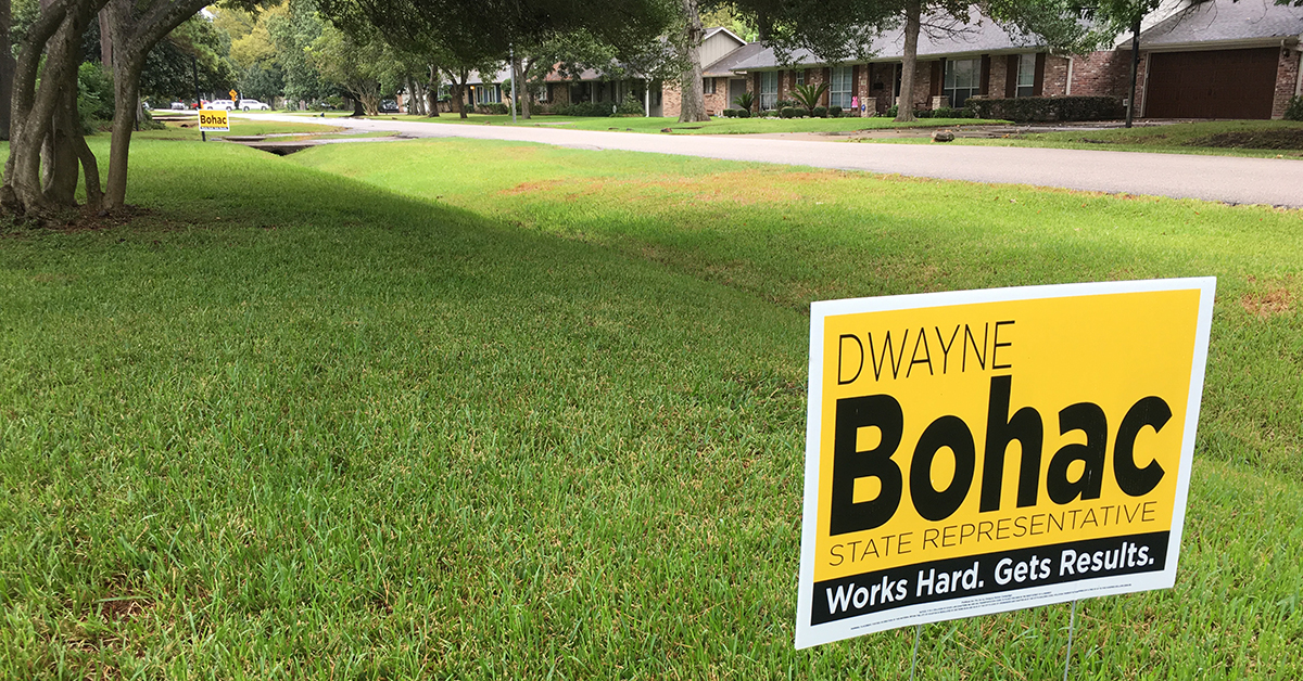 Bohac yard sign in Houston